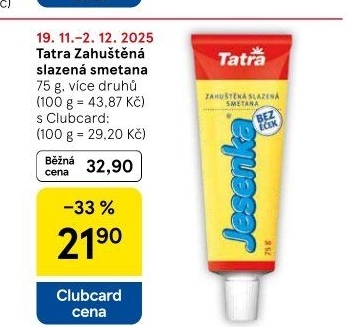 Mléka kondenzovaná slazená Tatra