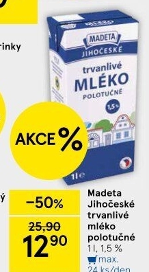 Mléko trvanlivé Jihočeské Madeta - 1,5% polotučné