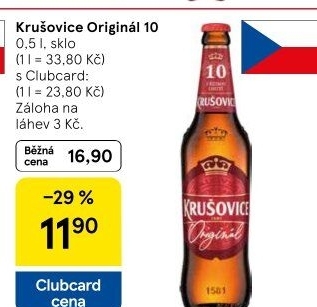 Pivo světlé výčepní Originál Královská 10° Krušovice