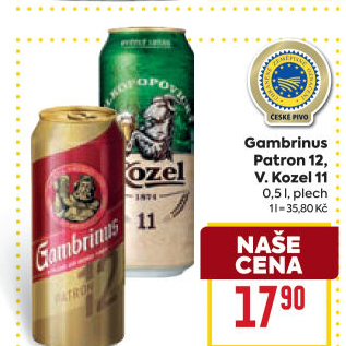 Pivo světlý ležák 12° Patron Gambrinus