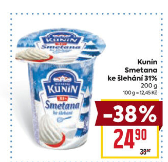 Smetana ke šlehání Mlékárna Kunín 31%