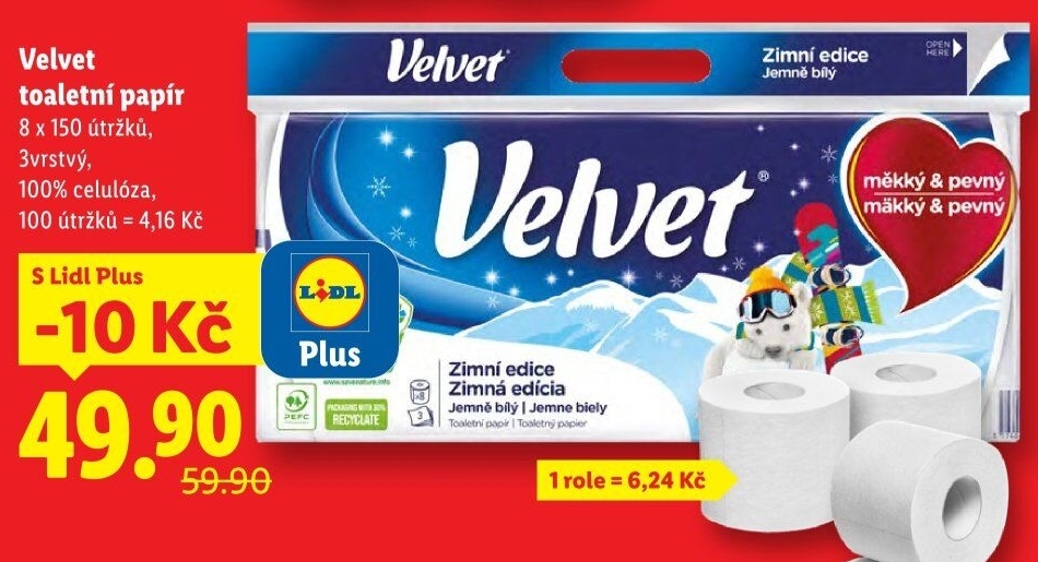 Toaletní papír 3vrstvý Velvet