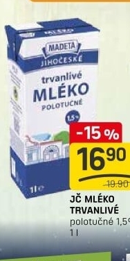 Mléko trvanlivé Jihočeské Madeta - 1,5% polotučné