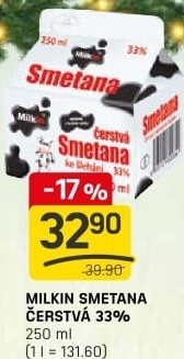 Smetana čerstvá Milkin 33%