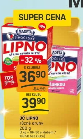 Tavený sýr Jihočeské Lipno Madeta