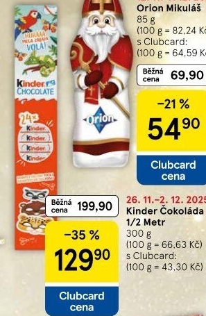 Čokoládky vánoční Kinder