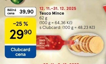 Čokoládové mince Tesco