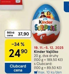 Čokoládové vajíčko s překvapením Kinder Surprise
