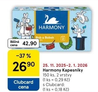 Kapesníčky papírové 2vrstvé Harmony - box