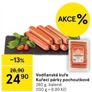 Párky kuřecí pochoutkové Vodňanské kuře