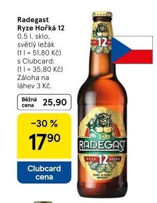 Pivo světlý ležák 12° Ryze hořká Radegast
