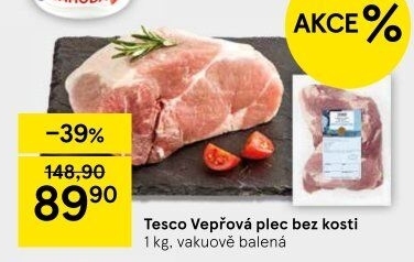 Vepřová plec bez kosti Tesco