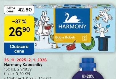 Kapesníčky papírové 2vrstvé Harmony - box