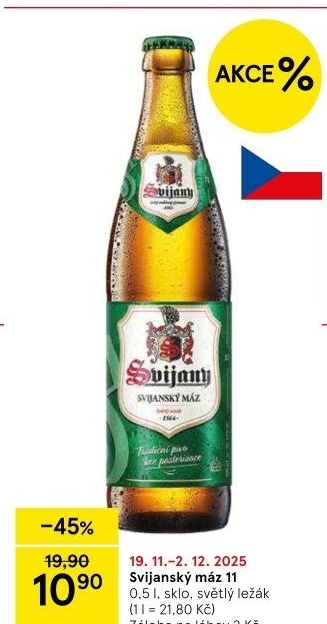 Pivo světlý ležák 11° Svijanský Máz Svijany
