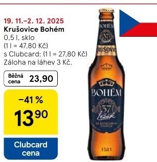 Pivo světlý ležák Bohém Krušovice