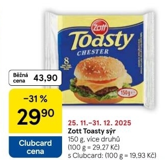 Sýr tavený plátky Toasty Zott