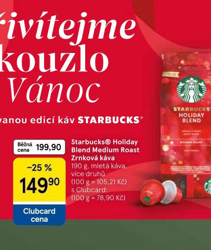 Zrnková káva Holiday Blend medium Roast Starbucks