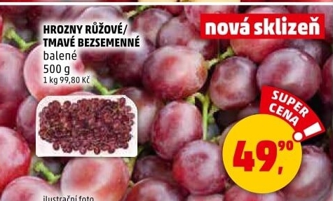 Hrozny růžové bezsemenné