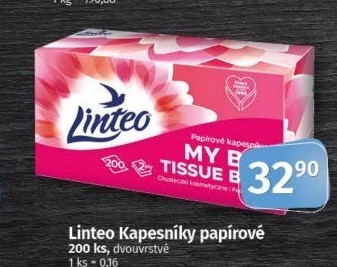 Papírové kapesníčky 2vrstvé Linteo - box