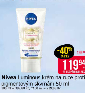 Krém na ruce proti pigmentovým skvrnám Cellular Luminous Nivea
