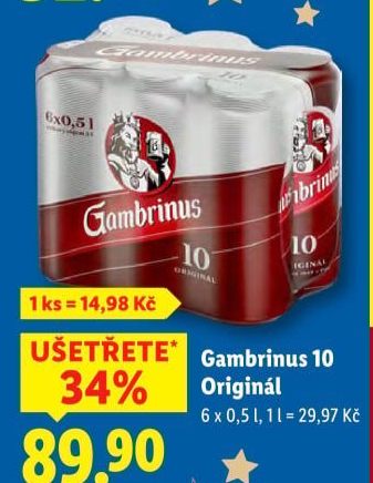 Pivo světlé výčepní Originál 10° Gambrinus