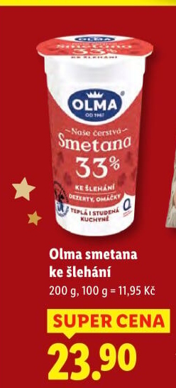 Smetana ke šlehání Olma 33%