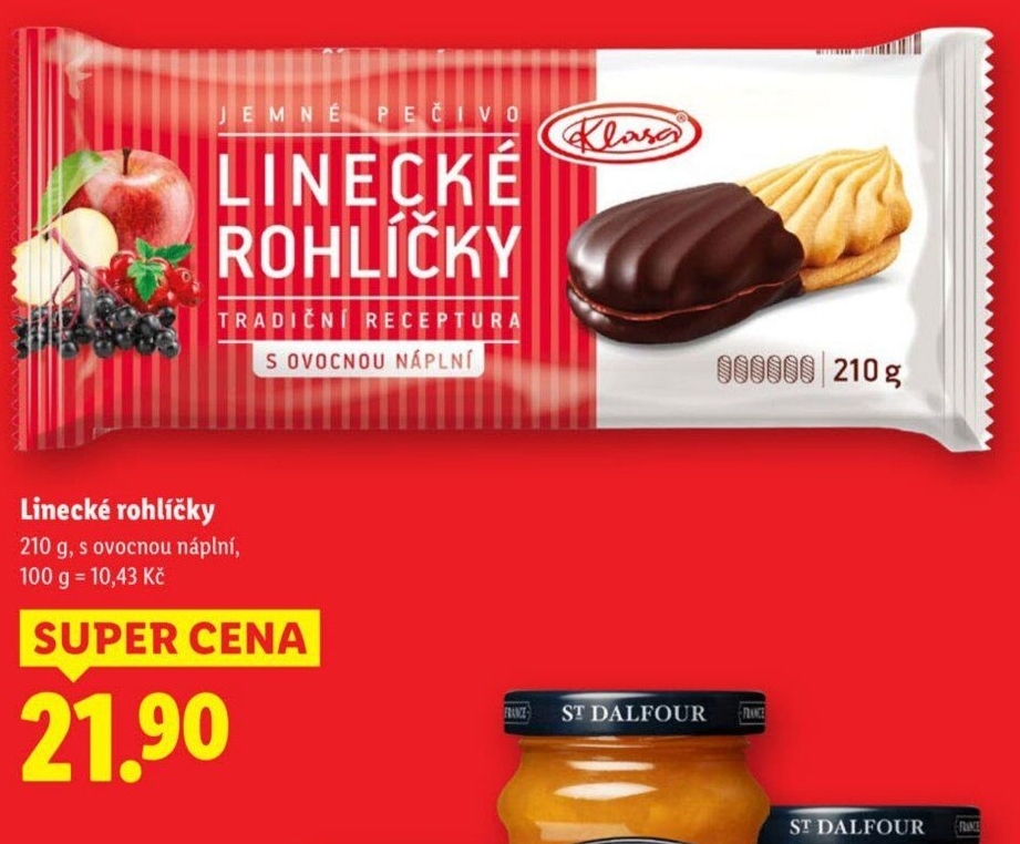 Rohlíčky linecké Klasa Pekárny a cukrárny Klatovy