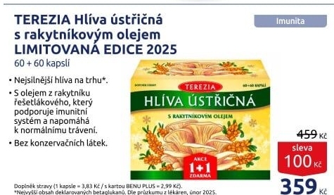 Doplněk stravy Hlíva ústřičná s rakytníkovým olejem Terezia Company