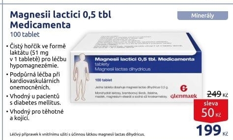 Doplněk stravy Magnesii lactici Medicamenta 0,5 Glenmark