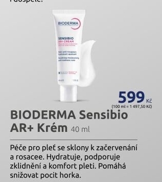 Krém pleťový proti začervenání zklidňující Sensibio AR+ Bioderma