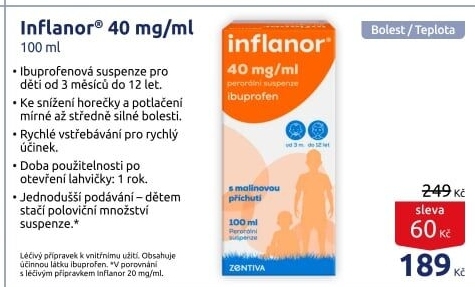 Sirup proti horečce a bolesti pro děti Inflanor