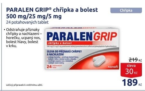 Tablety chřipka a bolest Grip Paralen