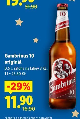 Pivo světlé výčepní Originál 10° Gambrinus