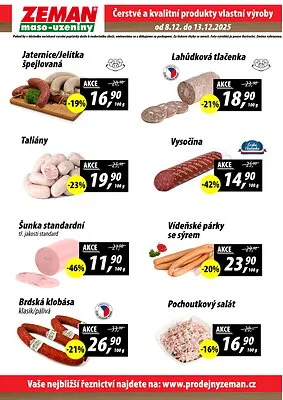 akční leták ZEMAN maso - uzeniny 8.12.2025-13.12.2025