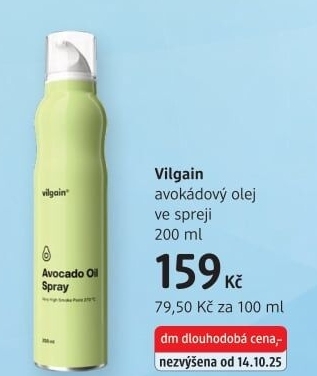 Avokádový olej ve spreji Vilgain