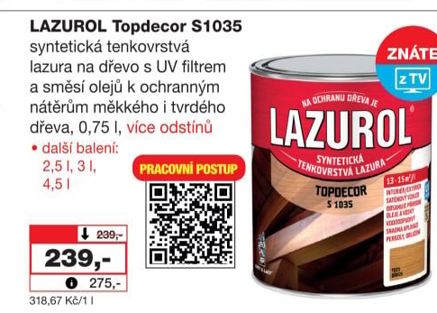 Lazura na dřevo Topdecor Lazurol
