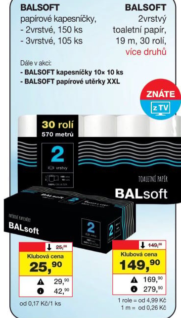 Papírové kapesníčky 3vrstvé BALsoft - box