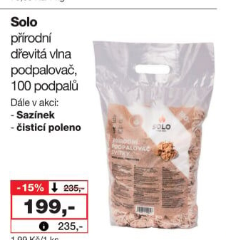 Podpalovač dřevitá vlna přírodní Solo