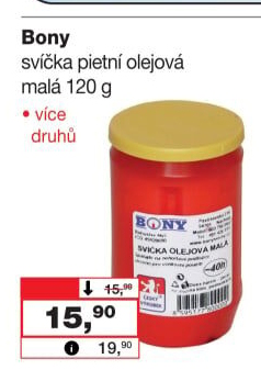 Svíčky hřbitovní olejové Bony