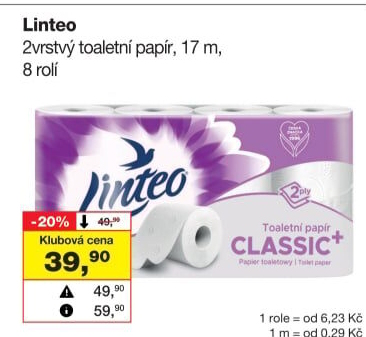 Toaletní papír 2vrstvý Linteo