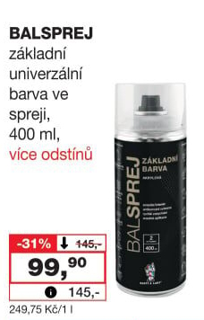Univerzální základní barva ve spreji Balsprej Barvy a laky Hostivař