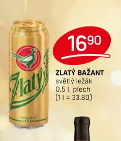 Pivo světlý ležák 12° Zlatý Bažant