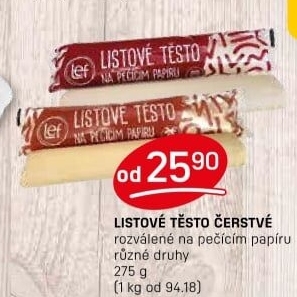 Těsto listové rozválené Lef