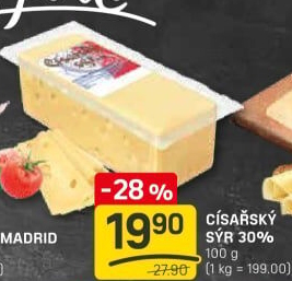 Sýr Císářský 30% Madeta
