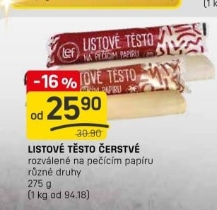 Těsto listové rozválené Lef