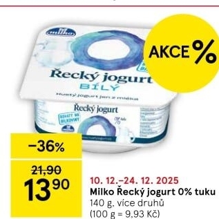 Bílý jogurt řecký 0% Milko