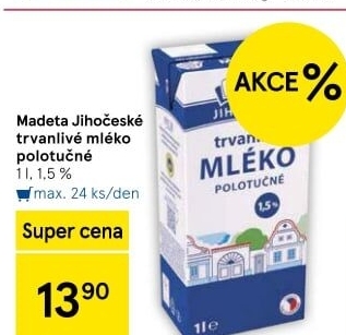 Mléko trvanlivé Jihočeské Madeta - 1,5% polotučné