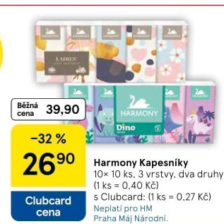 Papírové kapesníčky 3vrstvé Harmony