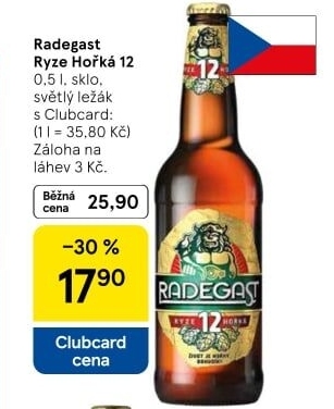 Pivo světlý ležák 12° Ryze hořká Radegast