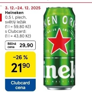 Pivo světlý ležák Heineken